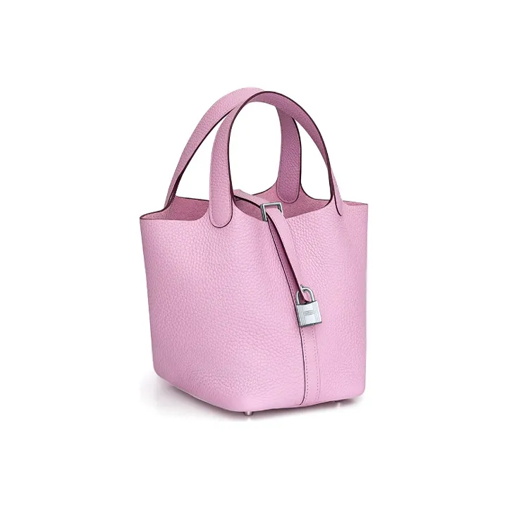 HERMES Picotin Lock Clemence Cow Leather Basket Bag, Bucket Bag, Handbag Women's X9 Mauve Sylvestre Mallow Purple-1