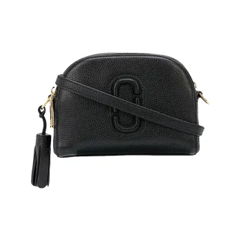 MARC JACOBS THE SHUTTER Cow Leather Saddle Bag Semi-Circle Bag Shoulder Bag Crossbody Bag Women's Black