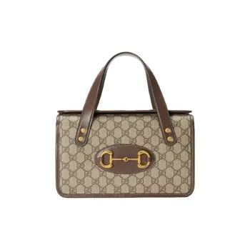 GUCCI Horsebit 1955 Small Top Handle ShoulderBag Female Brown