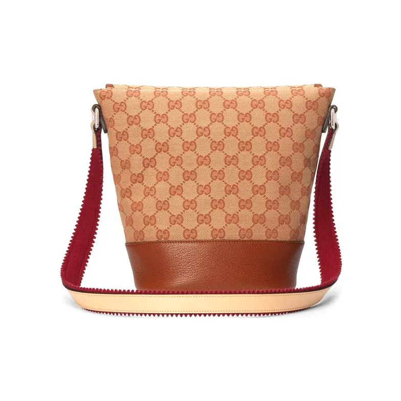 GUCCI Canvas With Leather Messenger Bag Shoulder Bag Crossbody Bag Regular Kids' Camel/Brown Beige-2