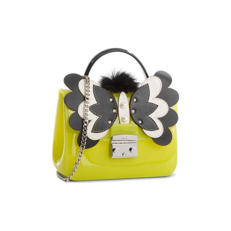 Furla Candy Small Square Bag Chain Bag Shoulder Bag Crossbody Bag Women's Yellow-1
