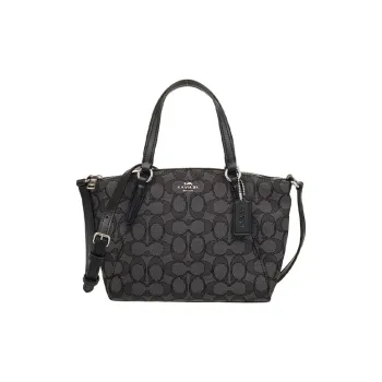 COACH Kelsey Jacquard Fabric With Leather Shoulder Bag Mini Women's Black Gray Color