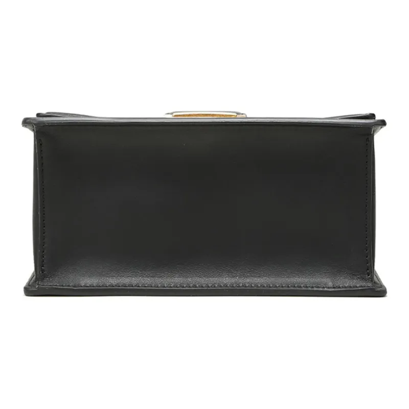 FENDI Kan U Leather Chain Shoulder Bag Women's Black-4
