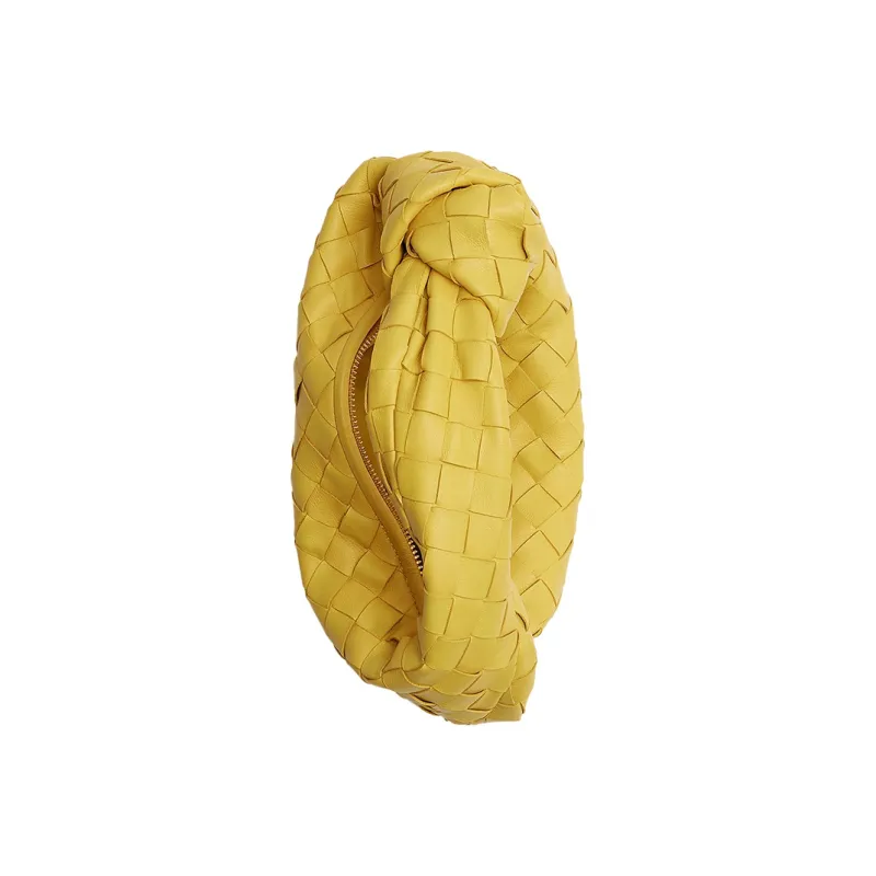 Bottega Veneta Leather Hobo Bag Clutch Handbag Women's Cress Yellow-1
