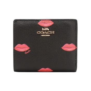 COACH Snap Wallet Artificial Leather Card Holder Wallet Women's Black