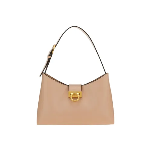 FERRAGAMO Trifolio Cow Leather Shoulder Bag Women's Bone/Beige