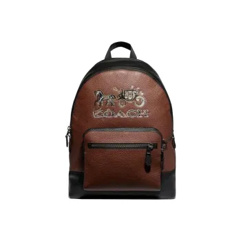 COACH West Leather Backpack Large Size Men's Brown Black