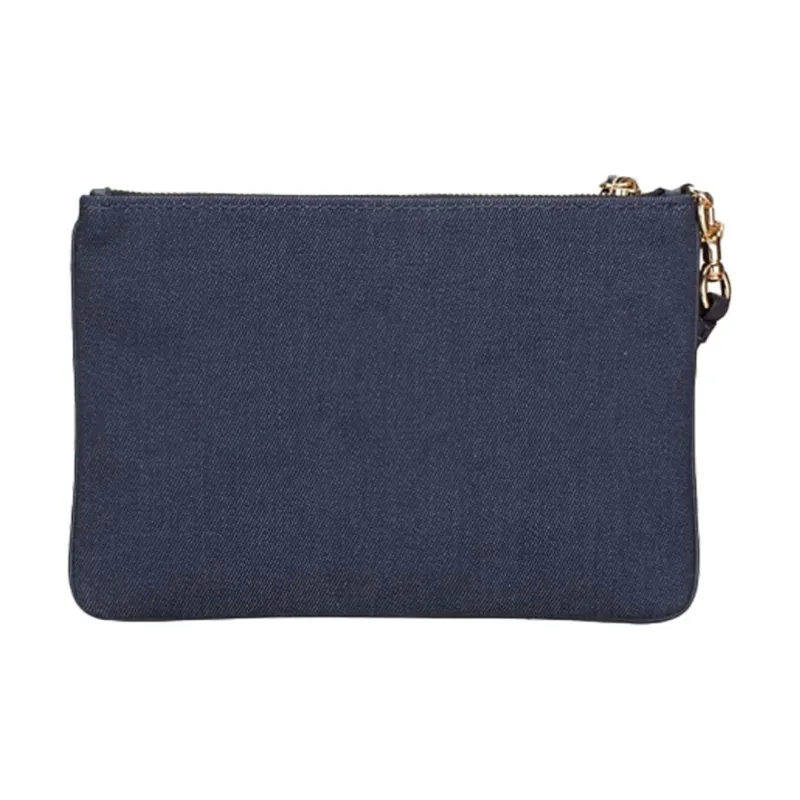 COACH Turnlock Canvas Clutch Large Size Unisex Denim Blue-1