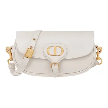 DIOR Bobby Smooth Finish Cow Leather Crescent Bag Handbag Shoulder Bag Crossbody Bag Regular Women's White