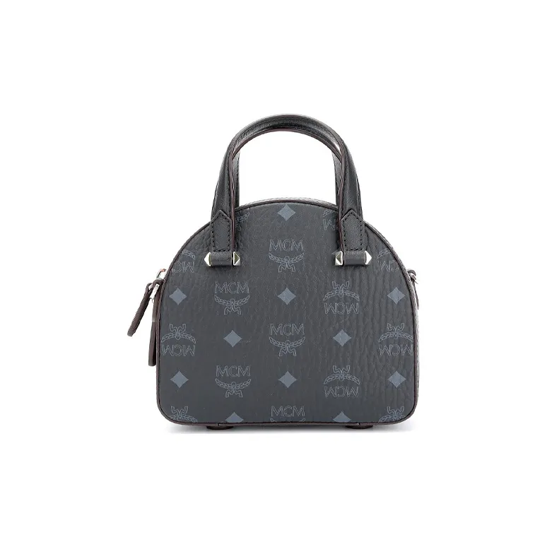 MCM Essential Visetos Origina Leather Crescent Bag, Crossbody Bag, One Shoulder Handbag Mini Women's Black-2