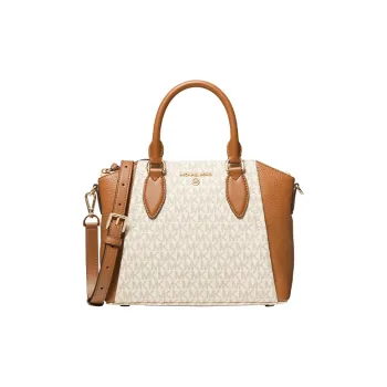 MICHAEL KORS Sienna Artificial Leather Tote Bag Shopping Bag Crossbody Handbag Medium Size Women's White/Acorn Brown