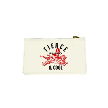 PINKO Leather Card Holder Women's Ecru