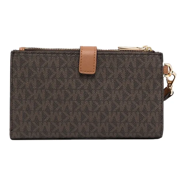 MICHAEL KORS Jet Set Leather Wallet Women's Monogram Brown-1