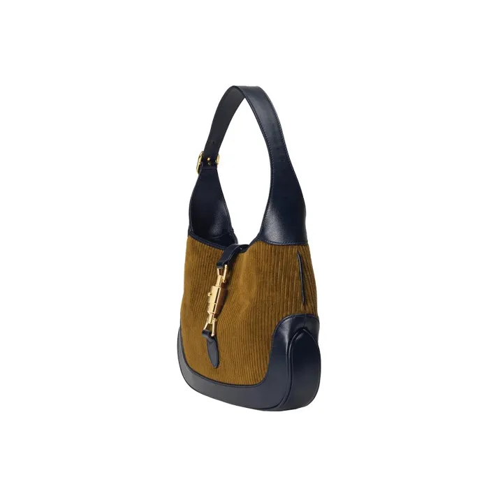 GUCCI Jackie 1961 Corduroy Crescent Shoulder Bag Shoulder Bag Women's Brown Blue Multicolor-2