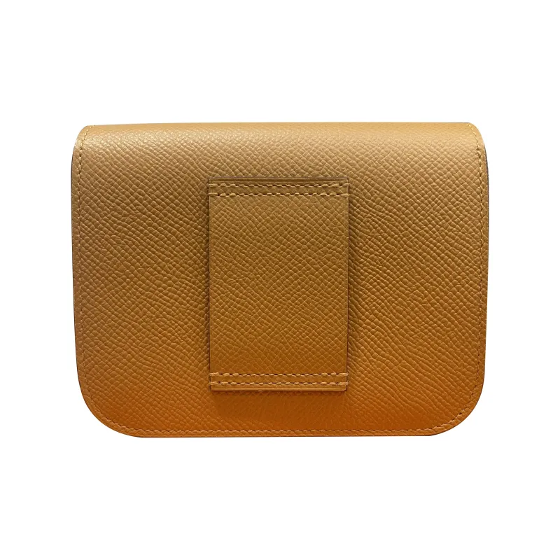 HERMES Constance Slim Epsom Calfskin Wallet Coin Purse Fanny Pack Women's Sesame Color With Lemon-1