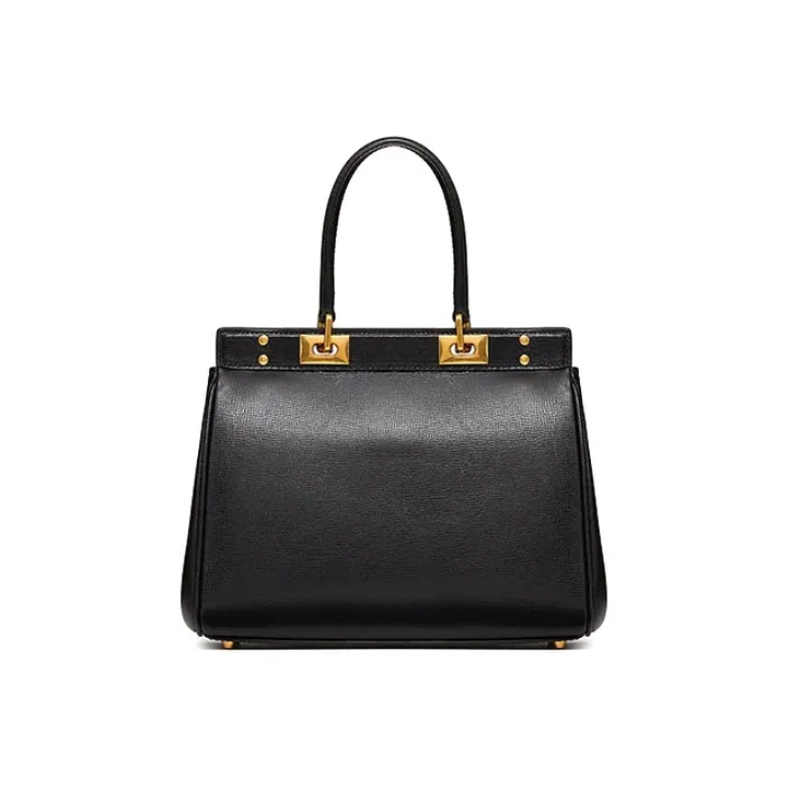 Valentino ROCKSTUD ALCOVE Grained Calfskin Handbag Medium Size Women's Black-2