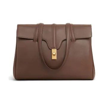 CELINE 16 Smooth Cow Leather Handbag One Shoulder Handbag Medium Size Women's Deep Oak