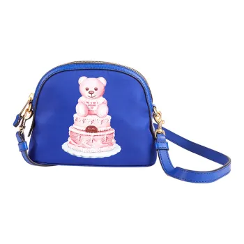 MOSCHINO Teddy Fabric Shoulder Bag Small Size Women's Blue