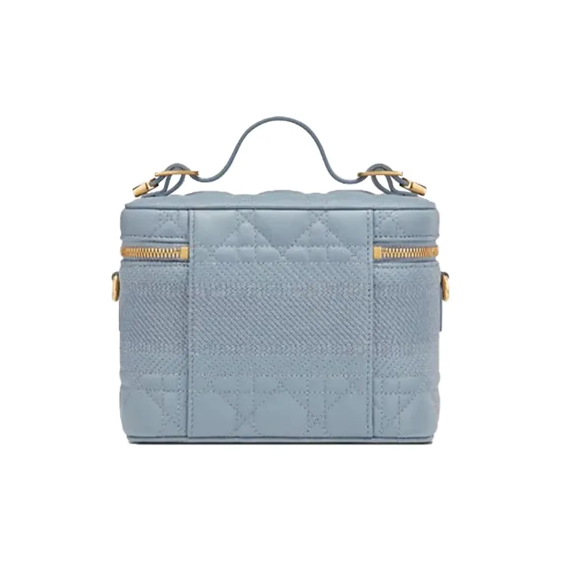 DIOR DiorTravel Cow Leather Shoulder Bag Crossbody Bag Handbag Makeup Bag Small Size Women's Blue-3