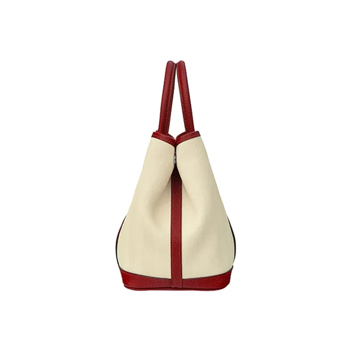 HERMES Garden Party Cow Leather Handbag Women's Beige-1