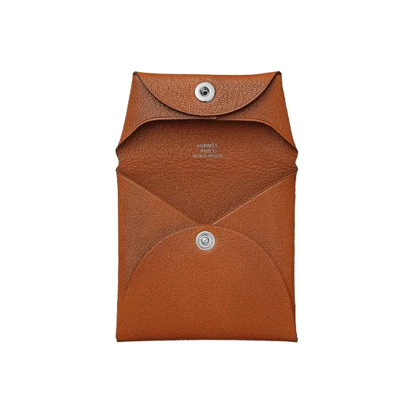 HERMES Bastia Epsom Calfskin Wallet Women's Gingerbread-1