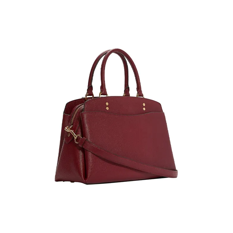 COACH Lillie Leather Handbag Large Size Women's Burgundy-2