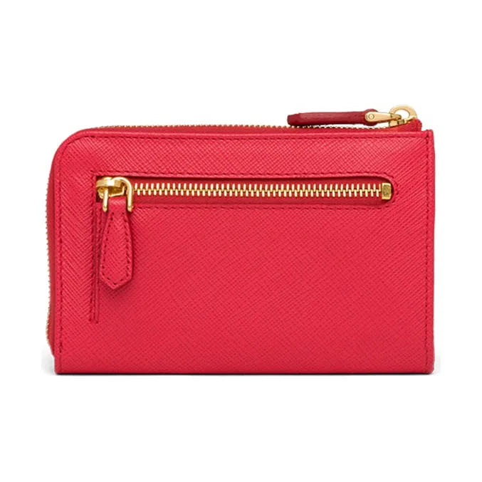 PRADA Saffiano Leather Wallet Key Pouch Women's Red-1