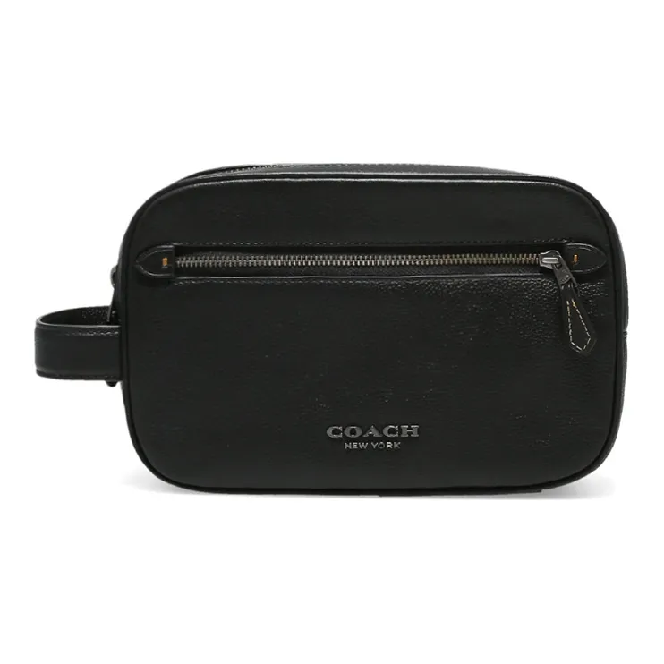 COACH Leather Clutch Men's Black-0