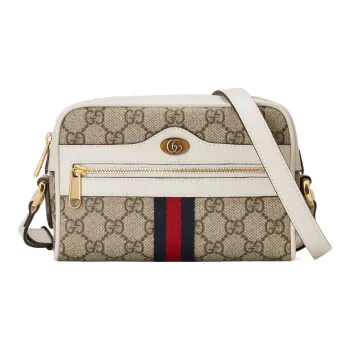 GUCCI Ophidia Canvas With Leather Crossbody Bag Shoulder Bag Women's Beige