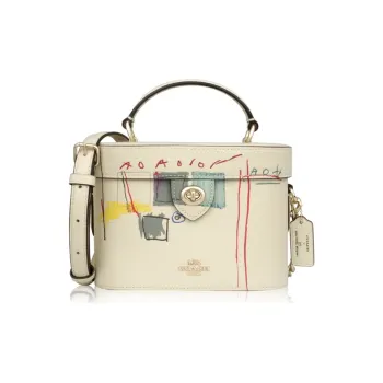 COACH Basquiat Collaboration Kay Leather Box Bag, Crossbody Bag, Handbag Women's Wheat