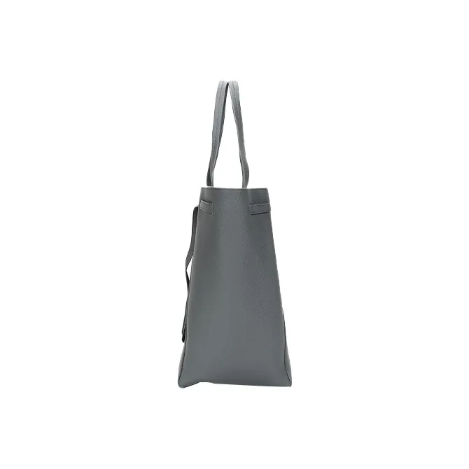 CELINE Cabas Cow Leather Tote Shoulder Handbag Women's Gray-2
