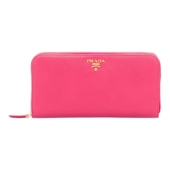 PRADA Saffiano Leather Handheld Wallet Women's Pink Peony