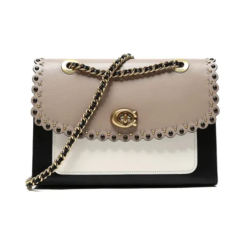COACH Parker Leather Portable Crossbody Bag Shoulder Bag Women's Gray & Black