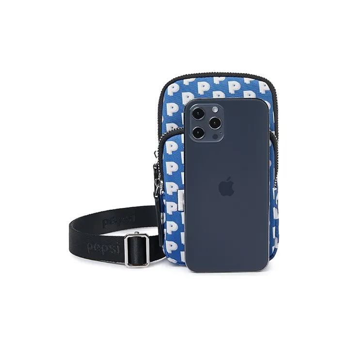 Pepsi Nylon Fabric Cell Phone Pouch Crossbody Bags Regular Unisex Marine Blue-6