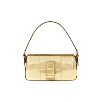 FENDI Baguette Python Pattern Leather Baguette Bag Shoulder Bag Handbag Shoulder Bag Women's Gold