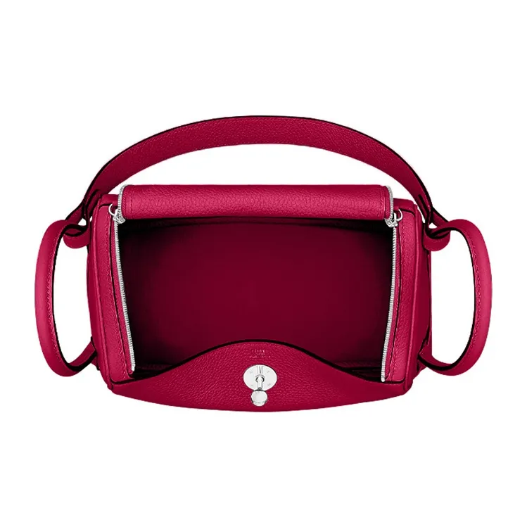 HERMES Lindy Taurillon Clemence Leather Handbag Shoulder Bag Crossbody Bag Mini Women's 5R Rose Shocking Vibrant Pink-2