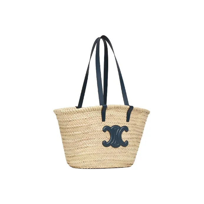 CELINE Triumph Gate Triomphe Linen Shoulder Bag Tote Bag Shopping Bag Handbag Medium Size Women's Marine Blue-1
