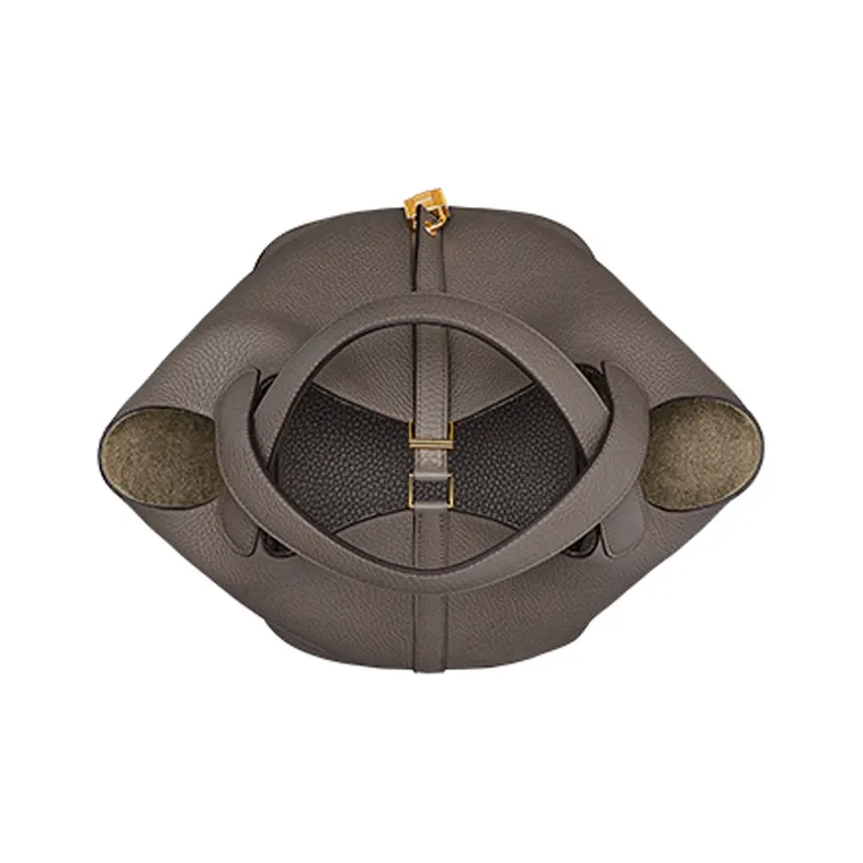 HERMES Picotin Clemence Bullock Leather Basket Bag Handbag Bucket Bag Women's 8F Gris ÉTain Tin Gray-2