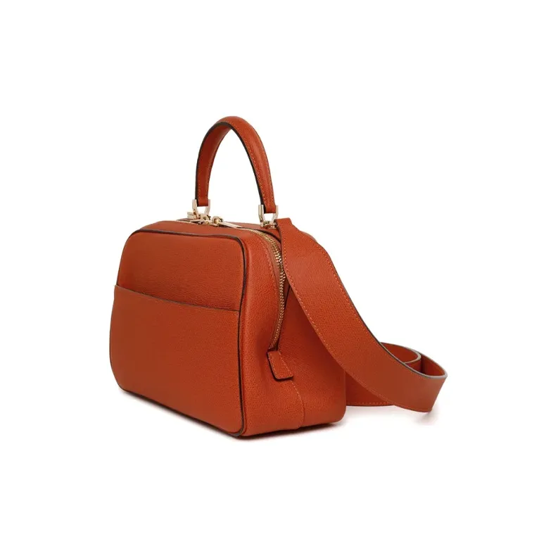 Valextra Serie S Cow Leather Shoulder Bag, Crossbody Bag, Handbag Medium Size Women's Citrus Orange-1