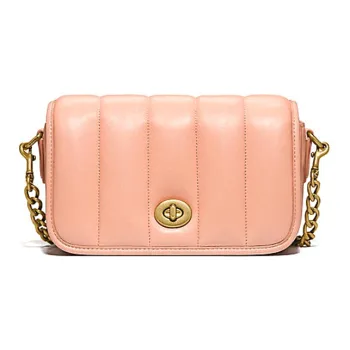 COACH Dinky Lambskin Flap Bag Pillow Bag Shoulder Bag Crossbody Bag Small Size Women's Candy Pink
