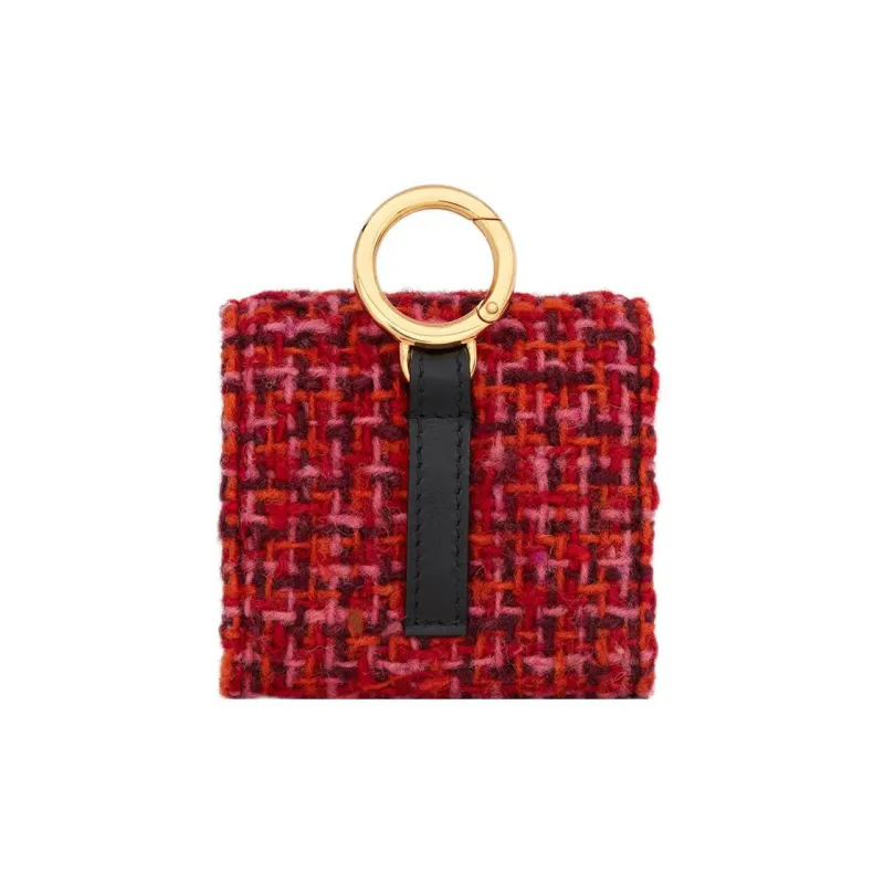 SAINT LAURENT Fabric Cow Leather Patchwork AIRPODS PRO Storage Case And Protective Sleeve Women's Red-1