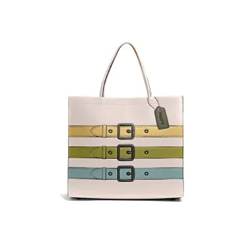 COACH Cashin Leather Tote Bag, Shopping Bag, Shoulder Bag, Handbag Tubas Women's Chalk White
