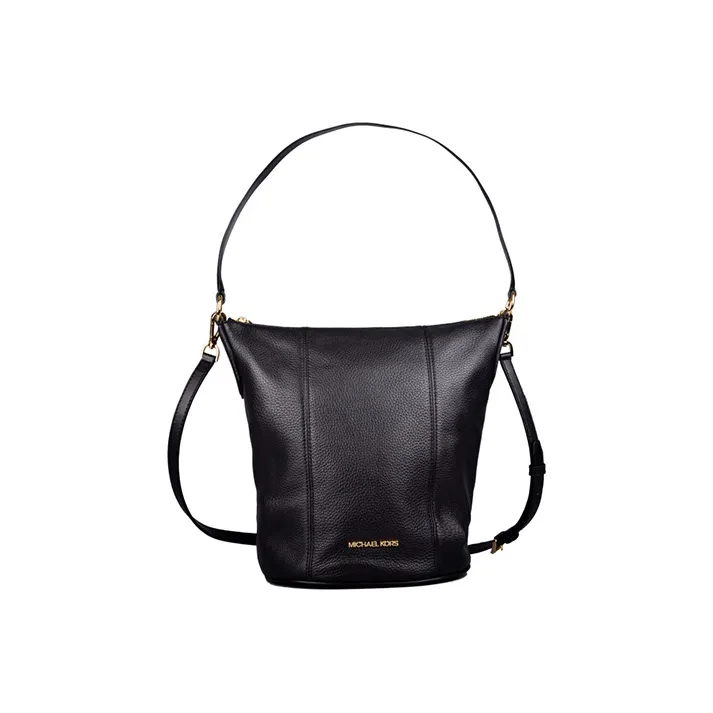 MICHAEL KORS Cow Leather Bucket Bag, One Shoulder Handbag, Crossbody Bag Medium Size Women's Black-0