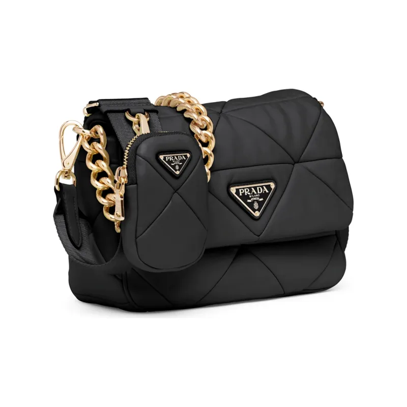 PRADA Soft Sheep Leather Handbag, Shoulder Bag Women's Black-1