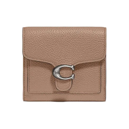 COACH Tabby Leather Handheld Envelope Coin Wallet Women's Taupe