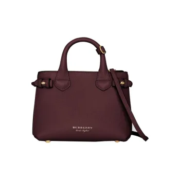 Burberry The Banner Series Cow Leather Shoulder Bag Crossbody Bag Handbag Small Size Women's Russet