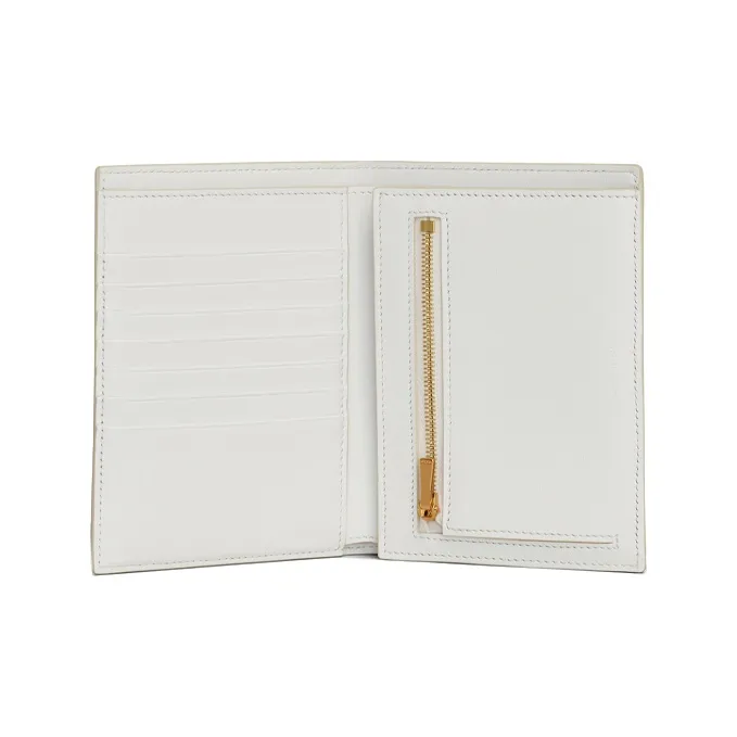 CELINE Grained Calfskin Wallet Medium Size Women's White-3