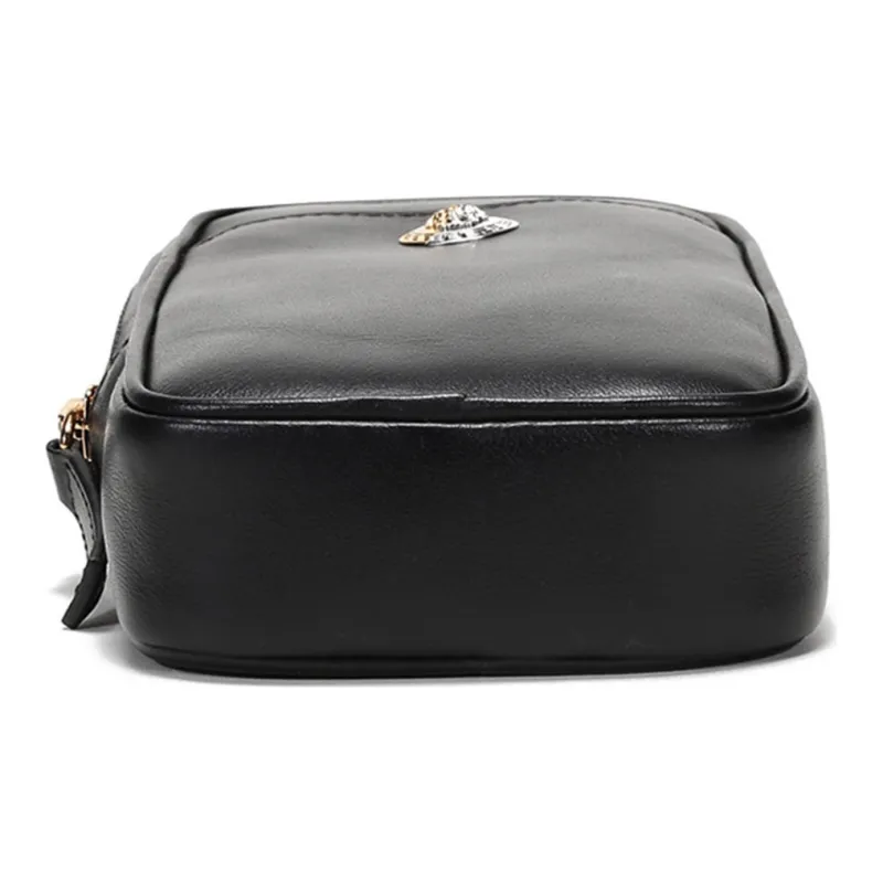 VERSACE Leather Hanging Bag Cell Phone Case Shoulder Bag Regular Men's Black-4