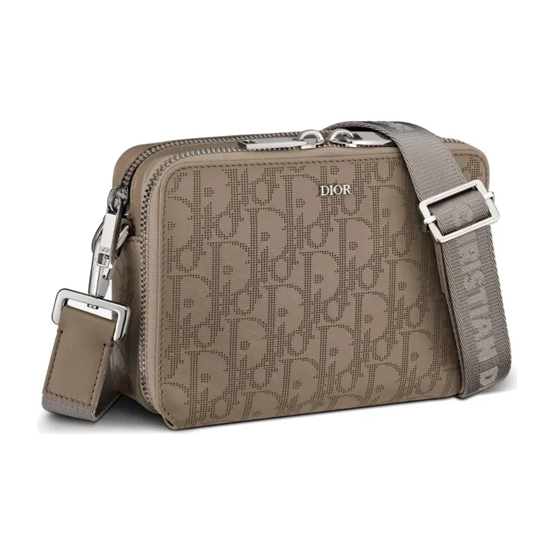 DIOR Leather Shoulder Bag Crossbody Bag Men's Beige-1