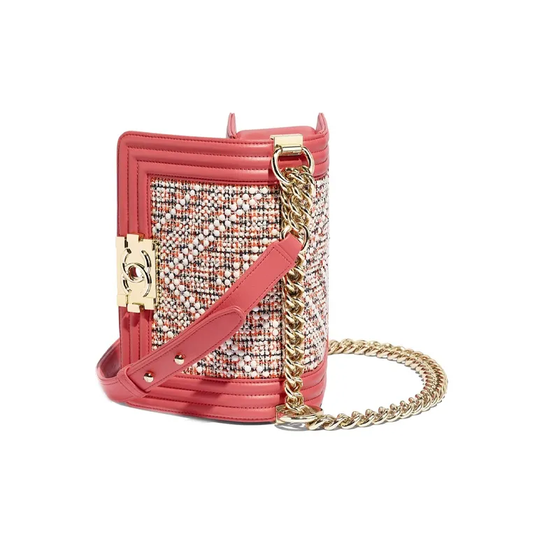 CHANEL Leboy Twill Soft Tweed & Calfskin Metal Shoulder Bag, Crossbody Bag Women's Pink-2